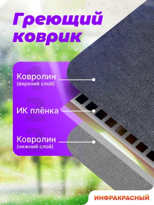 Коврик греющий STEM Energy КТ1 шенилл серый 56*32